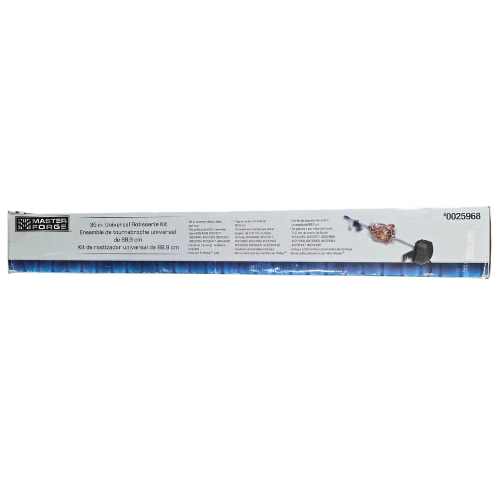 Master Forge Universal Rotisserie‎ Kit 35 in Silver New 0025968 Chrome Steel